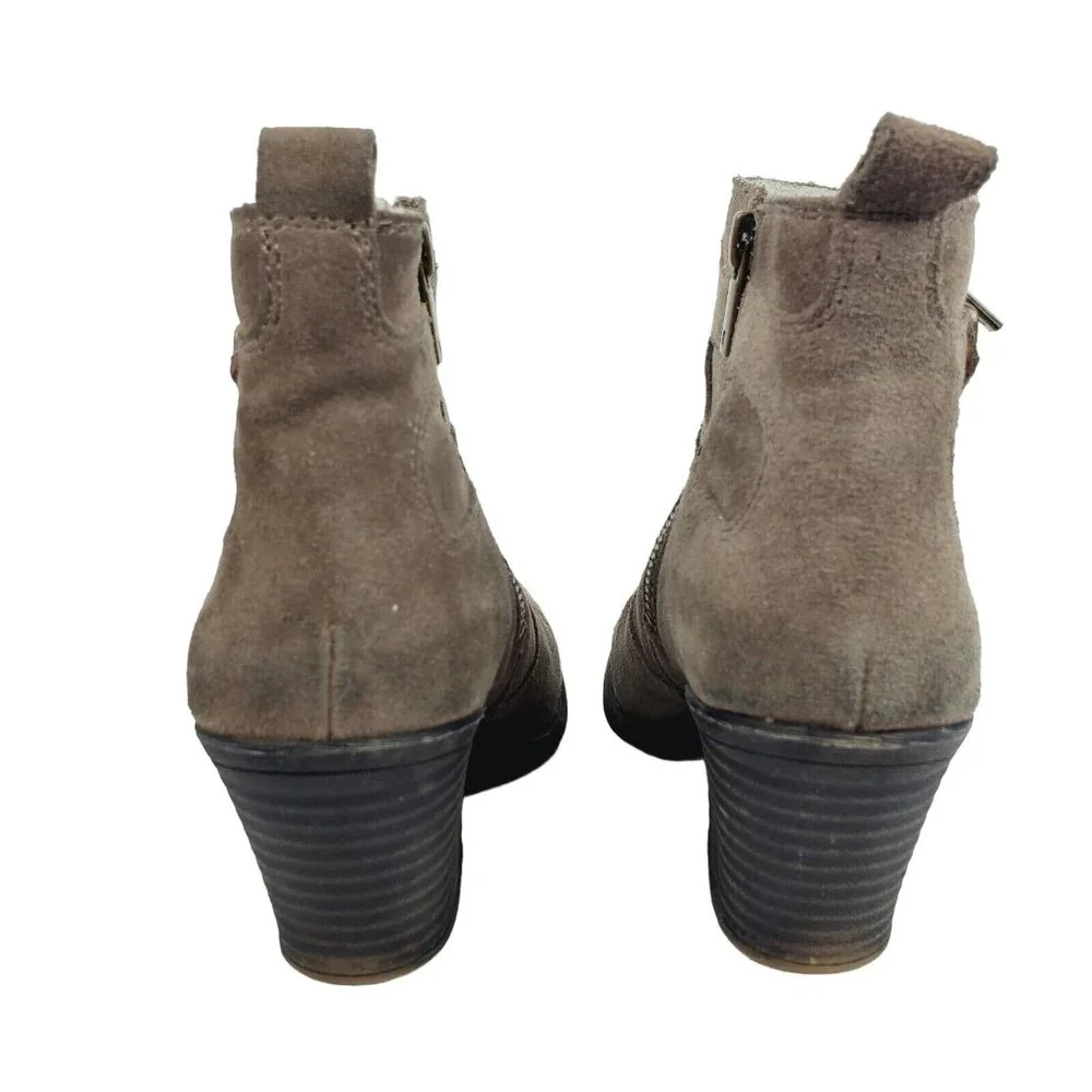 Lucky Brand Women's Everalda Tan Brown Side Zip Suede Ankle Booties Sz 7M - Picture 6 of 11